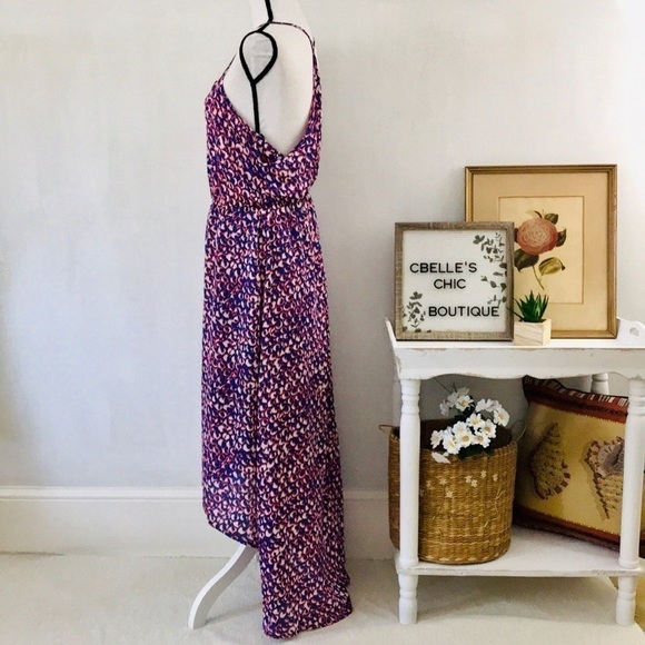 Collective Concepts Hi-Lo Blue/Orange Maxi Dress - Picture 4 of 8